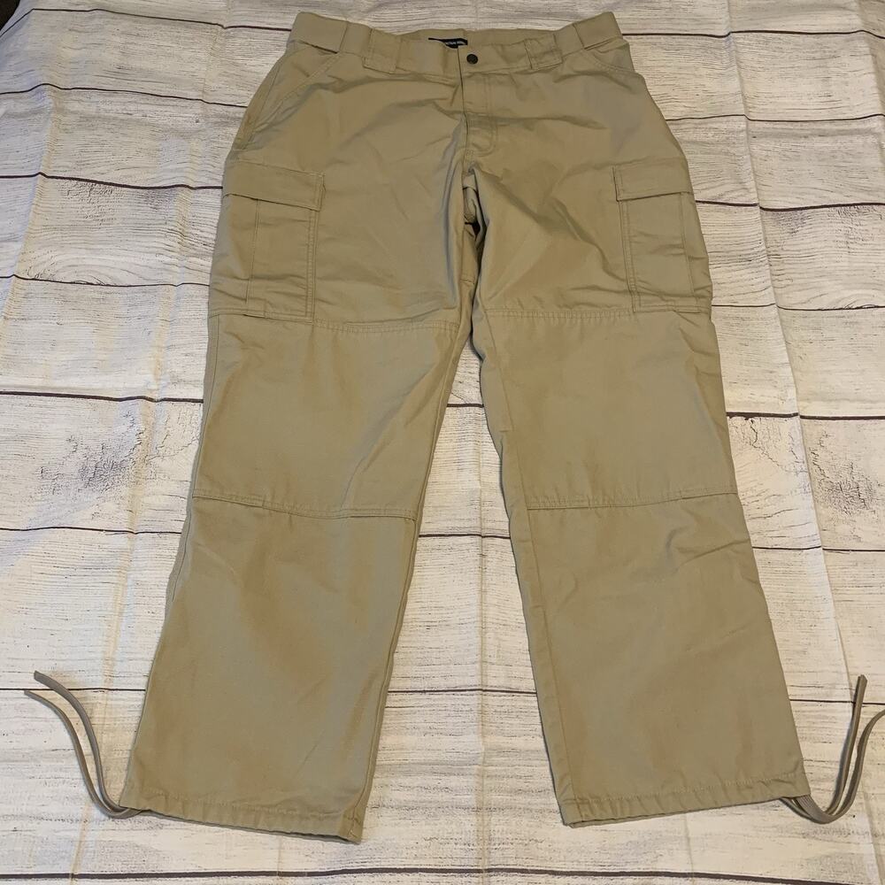 5.11 Tactical Mens Size XL Regular Inseam Cargo Work Pants Adjustable Khaki